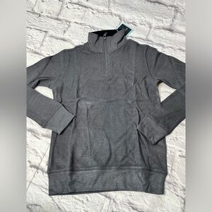Tailorbyrd boys grey pullover quarter zip sweatshirt new size large 14-16
